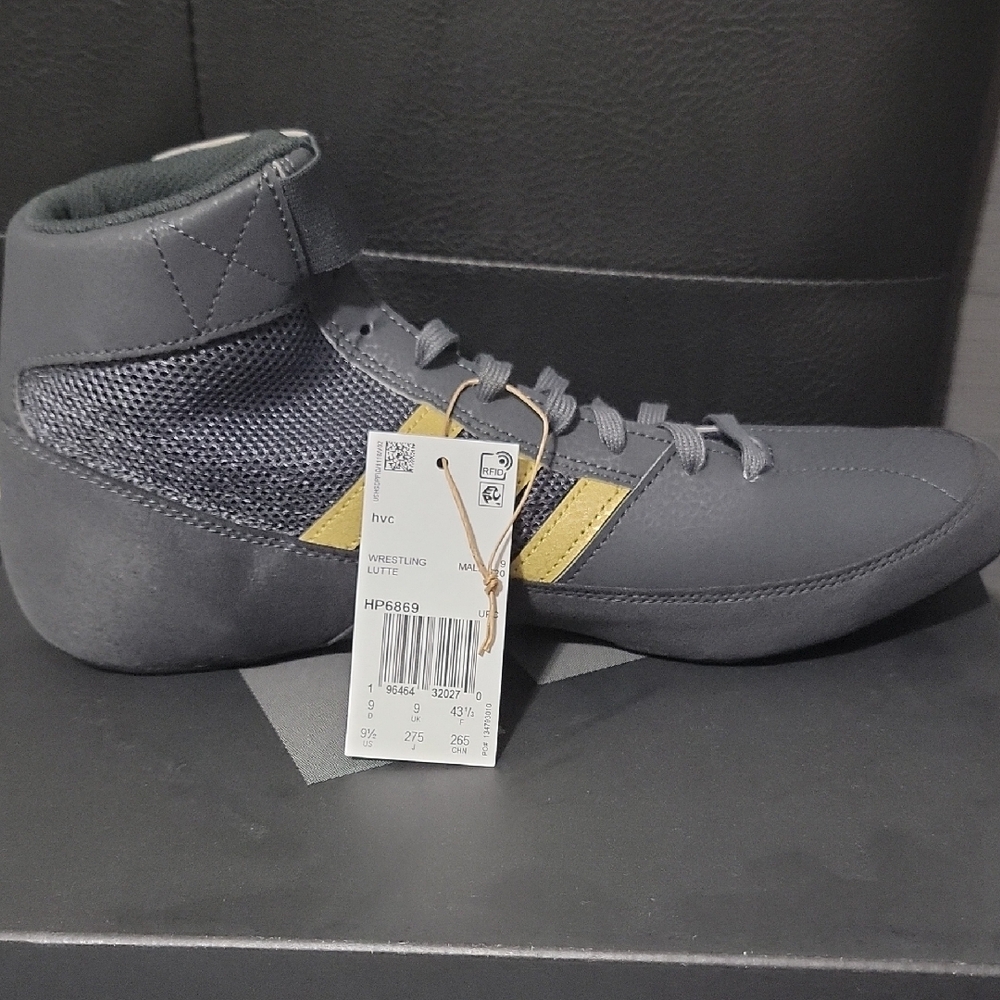 Adidas Men's Gray and Gold Wrestling Shoes